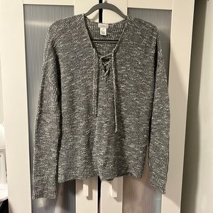 Lace Up Grey Sweater